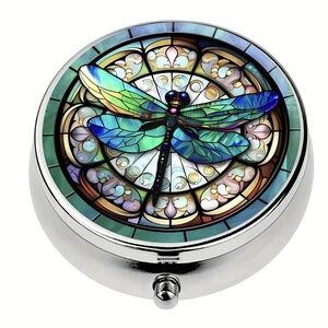 Dragonfly Whimsical Multi-Use Mirrored Pill Box Container